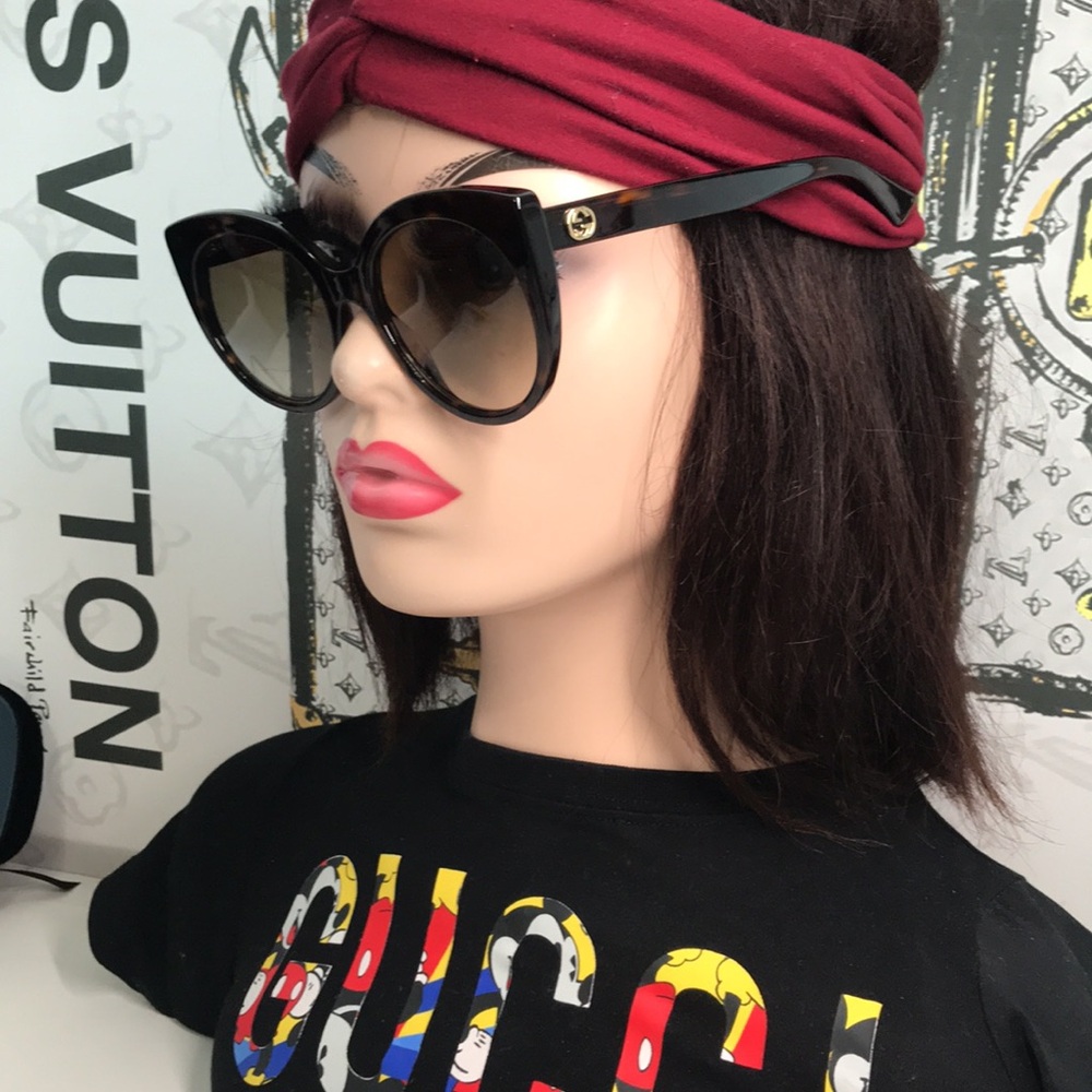 Luxury New Authentic Gucci GG0325S 002 Cat-Eye Sunglasses ✨